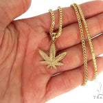 14K Gold Weed Pendant 10K Franco Chain Set 66363 - Image 4