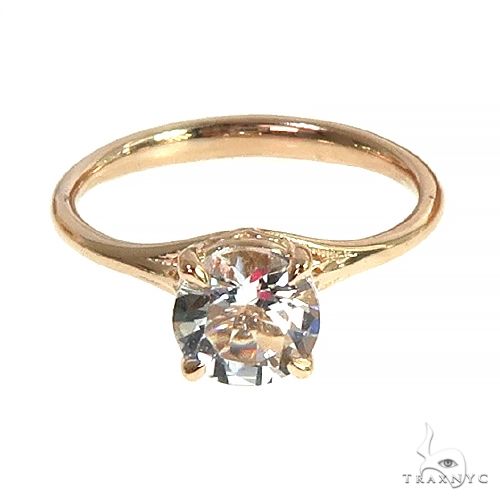 14K Gold White Topaz Solitaire Engagement Ring 66427 - Image 2