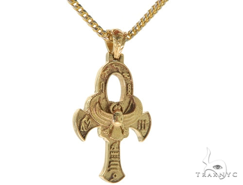 14K TraxNYC's Mystique Ankh Cross Crucifix 10K Franco Chain Set 57204 - Image 2
