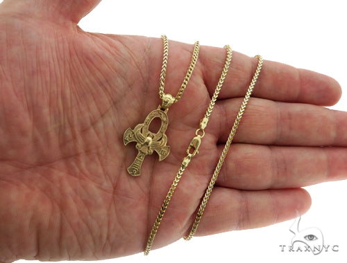 14K TraxNYC's Mystique Ankh Cross Crucifix 10K Franco Chain Set 57204 - Image 5