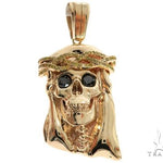 14K Prong Bezel Diamond Skull Pendant 61795 - Image 1