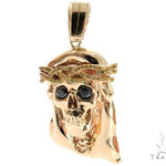 14K Prong Bezel Diamond Skull Pendant 61795 - Image 3