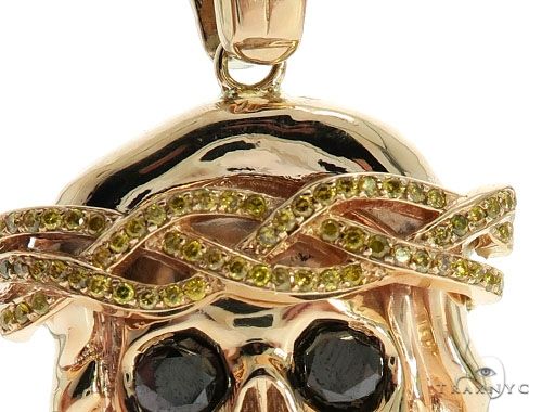 14K Prong Bezel Diamond Skull Pendant 61795 - Image 4