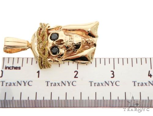 14K Prong Bezel Diamond Skull Pendant 61795 - Image 6