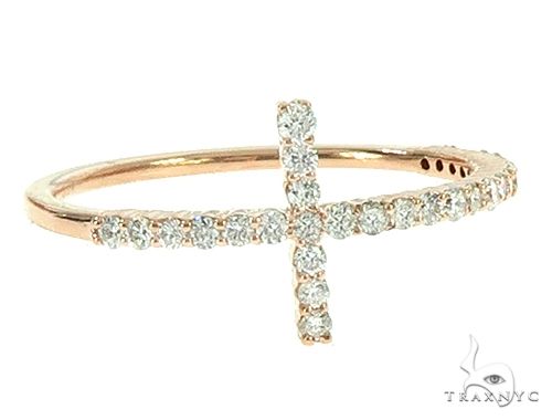 14K Gold Diamond Cross Ring 65691 - Image 1