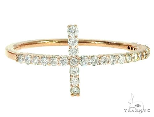 14K Gold Diamond Cross Ring 65691 - Image 2