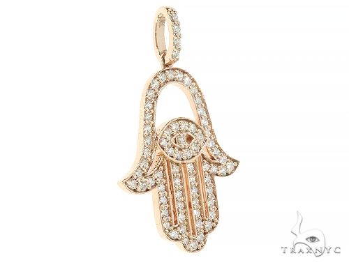 14K Gold Diamond Hamsa Pendant 65764 - Image 2
