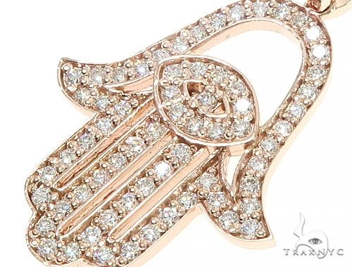 14K Gold Diamond Hamsa Pendant 65764 - Image 4