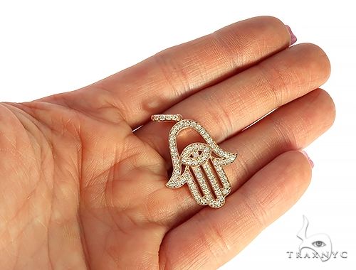 14K Gold Diamond Hamsa Pendant 65764 - Image 5