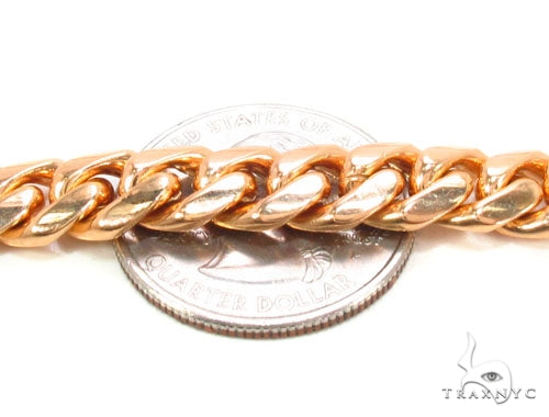 14K Rose Gold Solid Miami Cuban Link Chain 30 Inches 9mm   36150 - Image 3