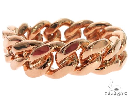 14K Rose Gold Miami Cuban Link Ring 63187 - Image 1
