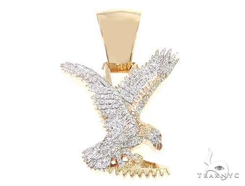 14K Gold Micro Pave Diamond Eagle Charm Pendant 63941 - Image 1