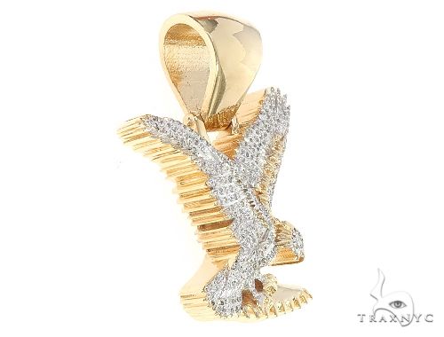 14K Gold Micro Pave Diamond Eagle Charm Pendant 63941 - Image 2