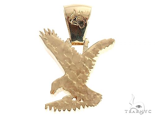 14K Gold Micro Pave Diamond Eagle Charm Pendant 63941 - Image 3