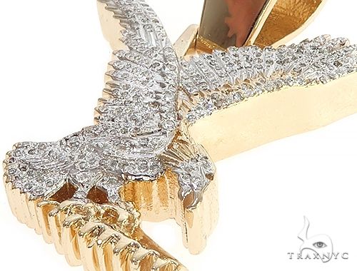 14K Gold Micro Pave Diamond Eagle Charm Pendant 63941 - Image 4