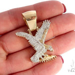 14K Gold Micro Pave Diamond Eagle Charm Pendant 63941 - Image 5