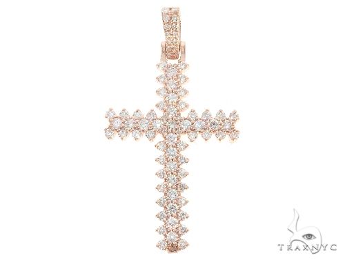 14K Rose Gold Prong Diamond Cross 65280 - Image 1