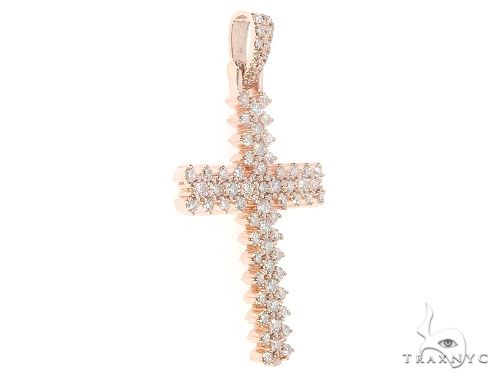 14K Rose Gold Prong Diamond Cross 65280 - Image 2