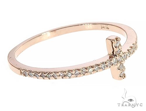 14K  Gold Prong Diamond Cross Ring 65306 - Image 4