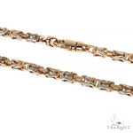 14K Rose Gold Solid Byzantine Chain with White Diamond Cuts 30 Inches 3.8mm   68013 - Image 2