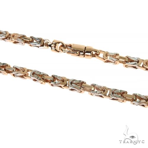 14K Rose Gold Solid Byzantine Chain with White Diamond Cuts 30 Inches 3.8mm   68013 - Image 2