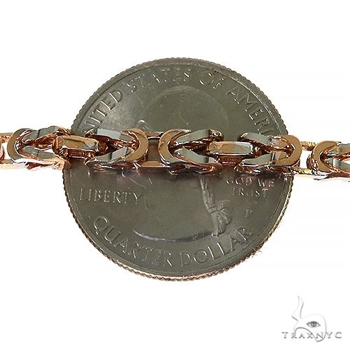 14K Rose Gold Solid Byzantine Chain with White Diamond Cuts 30 Inches 3.8mm   68013 - Image 4
