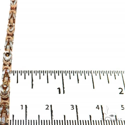 14K Rose Gold Solid Byzantine Chain with White Diamond Cuts 30 Inches 3.8mm   68013 - Image 5