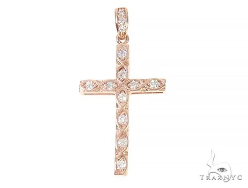 Fancy Oval Round Cut Diamond Cross 65662 - Image 1
