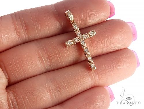 Fancy Oval Round Cut Diamond Cross 65662 - Image 5