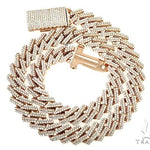 14K Rose Gold 2 Row Diamond Cuban Link Chain 22 Inches 16mm    65961 - Image 3