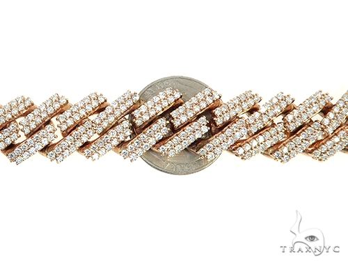 14K Rose Gold 2 Row Diamond Cuban Link Chain 22 Inches 16mm    65961 - Image 5
