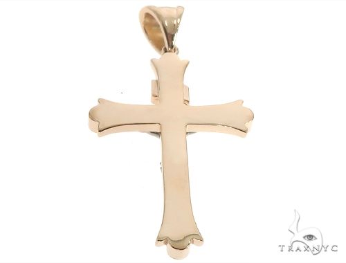 14K Solid Two Tone Gold Cross Crucifix 64659 - Image 3