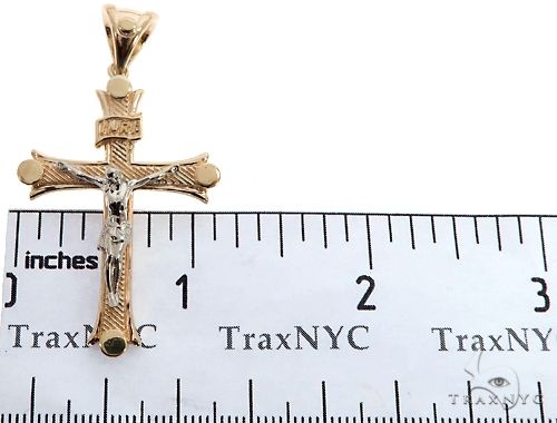 14K Solid Two Tone Gold Cross Crucifix 64659 - Image 7