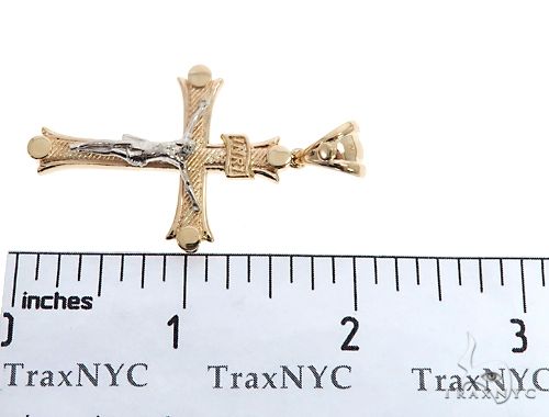 14K Solid Two Tone Gold Cross Crucifix 64659 - Image 8