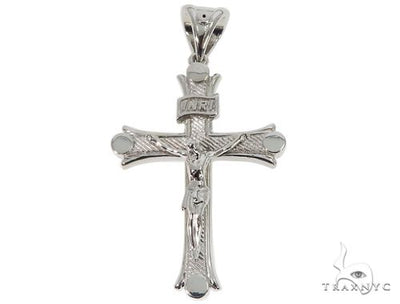 14K Solid White Gold Cross Crucifix 64657 - Image 1