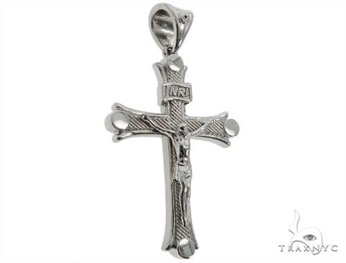 14K Solid White Gold Cross Crucifix 64657 - Image 2