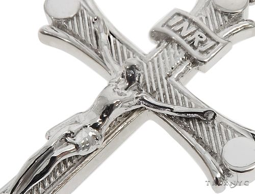 14K Solid White Gold Cross Crucifix 64657 - Image 5
