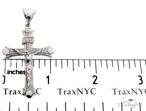 14K Solid White Gold Cross Crucifix 64657 - Image 7