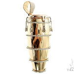 14K Three Tone Gold Pave Prong Diamond Conga Drum Pendant 63859 - Image 1