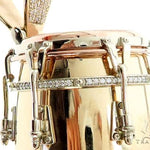 14K Three Tone Gold Pave Prong Diamond Conga Drum Pendant 63859 - Image 3