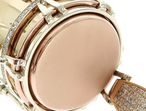 14K Three Tone Gold Pave Prong Diamond Conga Drum Pendant 63859 - Image 6