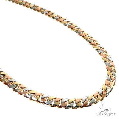 14k Three-Tone Gold Solid Miami Cuban Chain 24 Inches 8.2mm 67721 - Image 1
