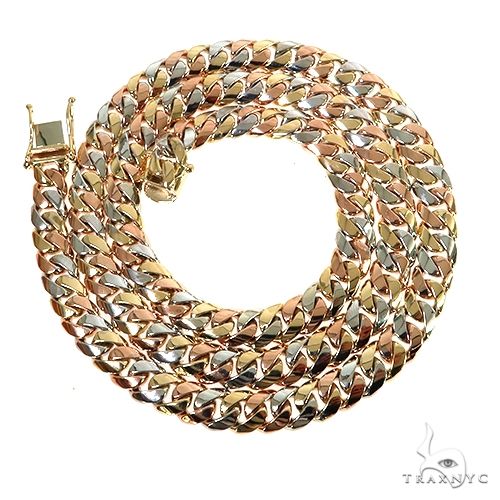 14k Three-Tone Gold Solid Miami Cuban Chain 24 Inches 8.2mm 67721 - Image 3