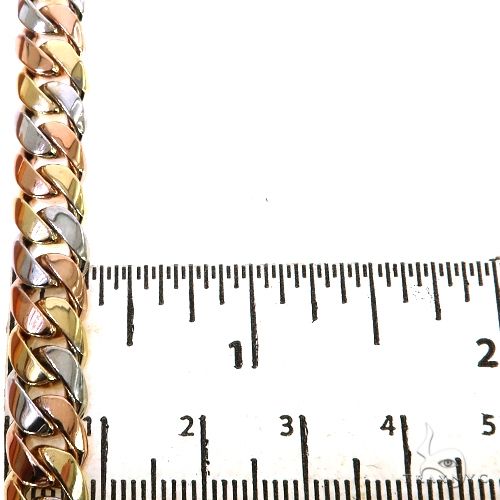 14k Three-Tone Gold Solid Miami Cuban Chain 24 Inches 8.2mm 67721 - Image 5
