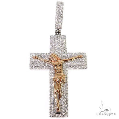 14K Two Tone Diamond Crucifix 68129 - Image 1