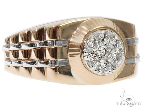14K Two Tone Gold Men's Diamond Ring 64666 - Image 2