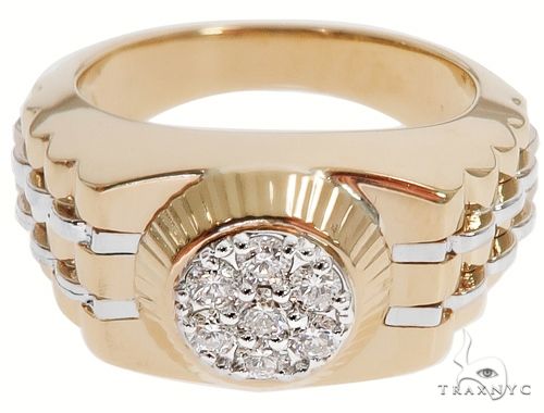 14K Two Tone Gold Men's Diamond Ring 64666 - Image 1