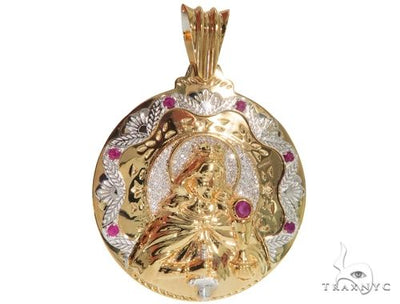 14K Two Tone Gold Round Cut Pave Diamond Santa Barbara Pendant 61404 - Image 1