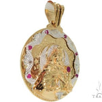 14K Two Tone Gold Round Cut Pave Diamond Santa Barbara Pendant 61404 - Image 2