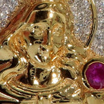 14K Two Tone Gold Round Cut Pave Diamond Santa Barbara Pendant 61404 - Image 3